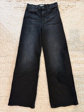 FRAME Denim Black Wide-Leg High-Rise Jeans